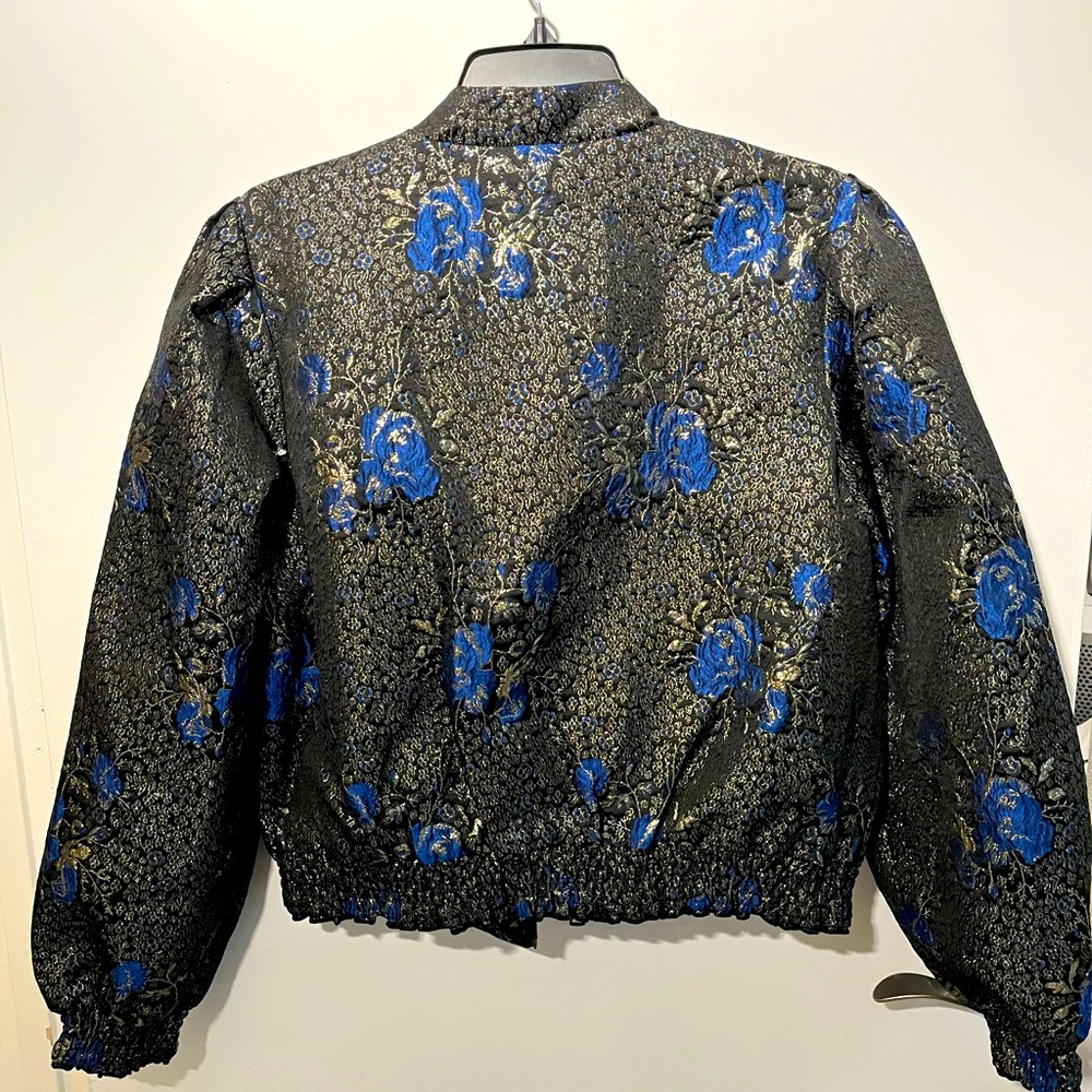 Haute Hippie Ruth Metallic Floral Brocade Bomber Jacket - size XL - Picture 11 of 11